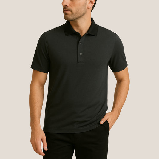 Dark Grey Polyester Stretch Polo