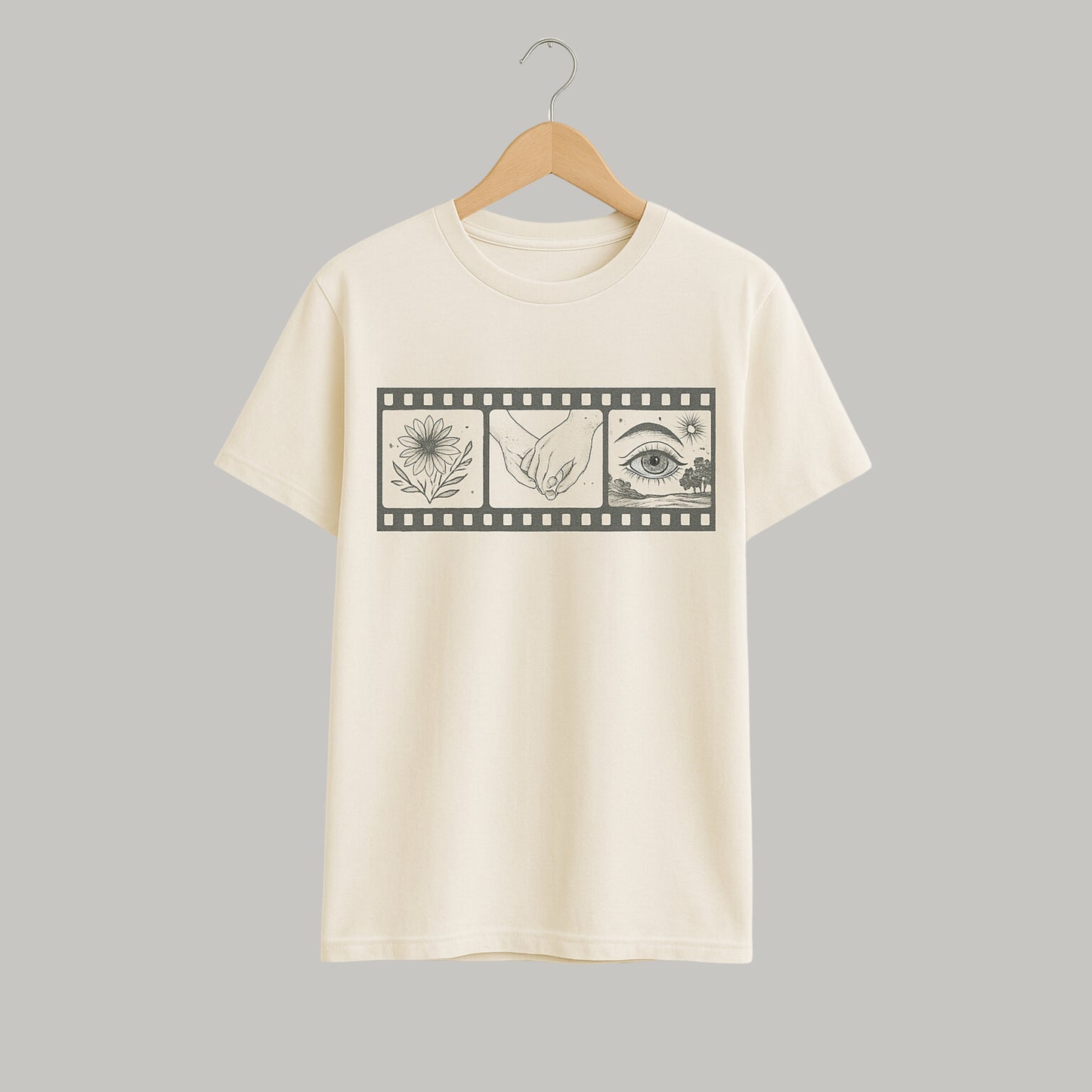 The Film Frame Aesthetic Baggy-fit Down-shoulder T-shirt